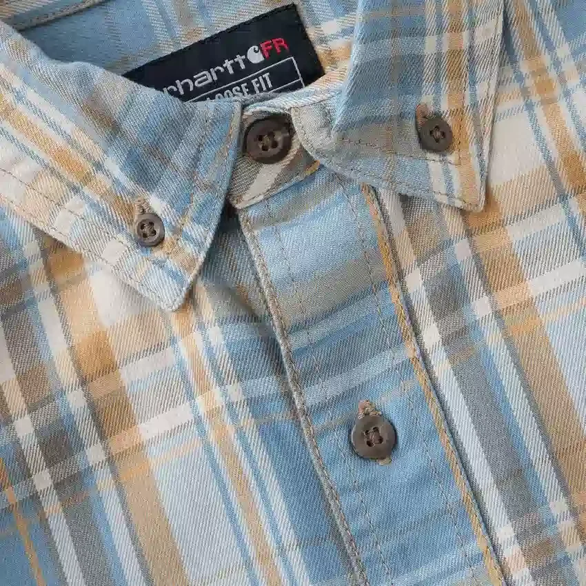 Herre-skjorte i løs pasform med løse ærmer i twill-ternet stof – flammehæmmende skjorter