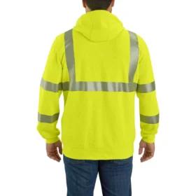 Herre-sweatshirt med hætte, fuld lynlås og høj synlighed, klasse 3 Force
