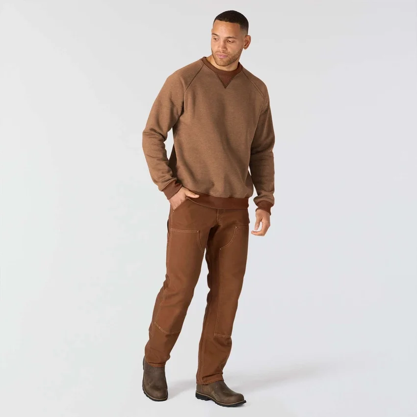 Herre-sweatshirt med rund hals fra Crafted-serien i kraftig fleece