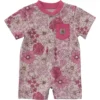 Kortærmet blomstret Henley-romper med lommer til piger (baby)