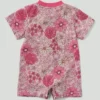 Kortærmet blomstret Henley-romper med lommer til piger (baby)