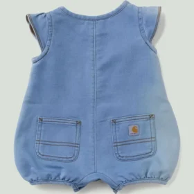 Kortærmet denim-henley-romper med løse ærmer til piger (baby)