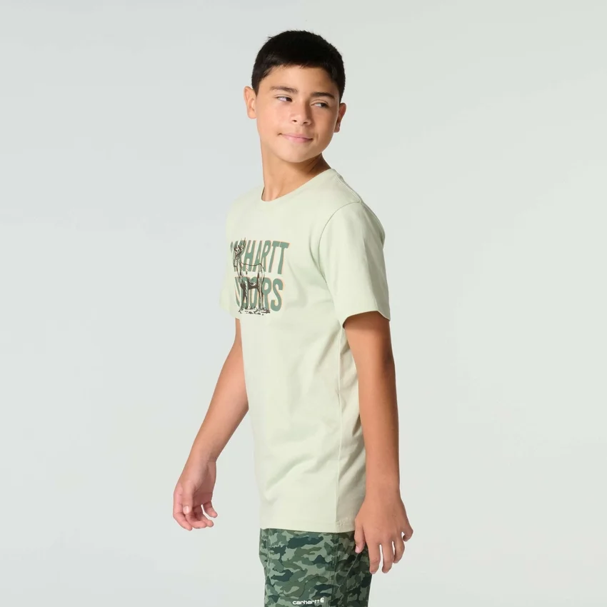Kortærmet hjorte-T-shirt med løse ærmer til drenge (børn/unge)