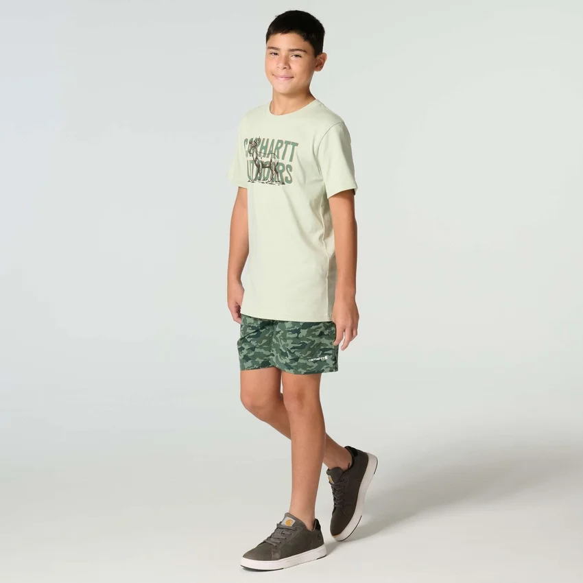 Kortærmet hjorte-T-shirt med løse ærmer til drenge (børn/unge)