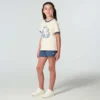 Kortærmet T-shirt med blomsterprint og "C"-ring i halsen til piger (børn/småbørn/unge)
