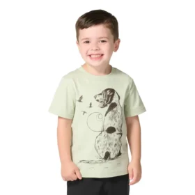 Kortærmet T-shirt med hundemotiv til drenge (børn/småbørn)