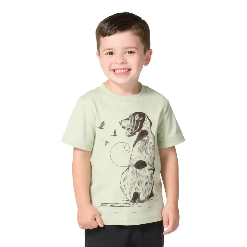 Kortærmet T-shirt med hundemotiv til drenge (børn/småbørn)