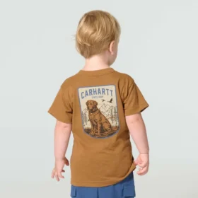 Kortærmet T-shirt med hundemotiv til drenge (børn/småbørn/unge) med løse ærmer