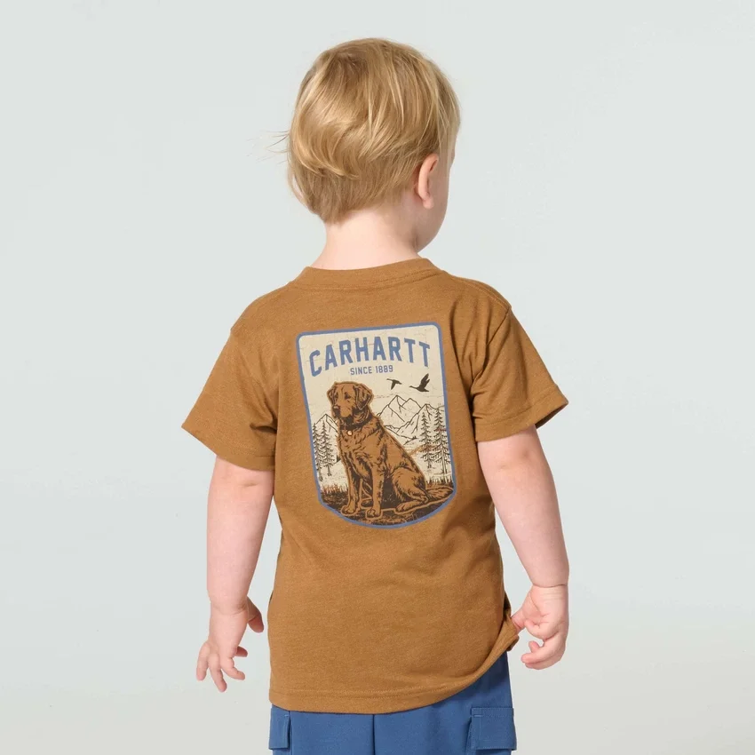 Kortærmet T-shirt med hundemotiv til drenge (børn/småbørn/unge) med løse ærmer