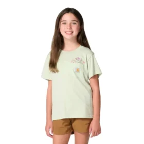 Kortærmet T-shirt med lomme til piger (børn/småbørn/unge)