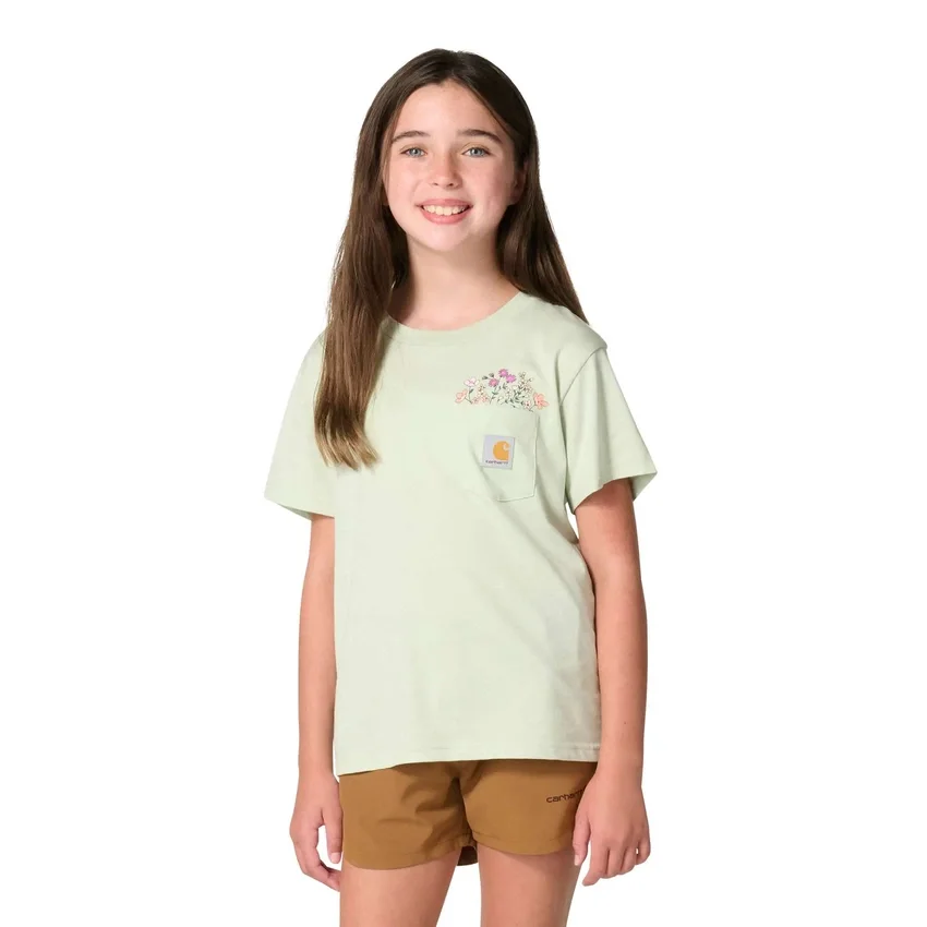 Kortærmet T-shirt med lomme til piger (børn/småbørn/unge)