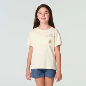 Kortærmet T-shirt med lomme til piger (børn/småbørn/unge)
