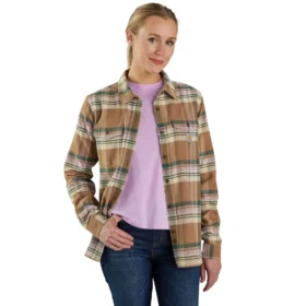 Langærmet flannelskjorte i Tencel™ Fiber-serien til kvinder med afslappet pasform med løse ærmer