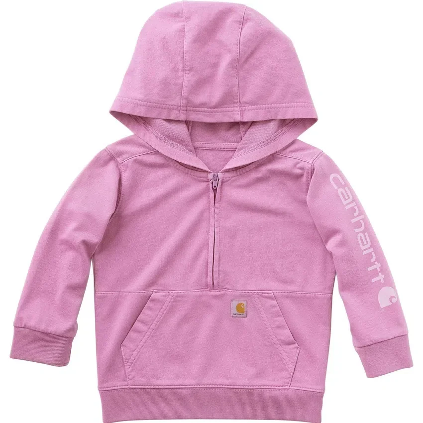 Langærmet, genkonstrueret, farvestofbejdset sweatshirt med halv lynlås til børn (baby/småbørn)