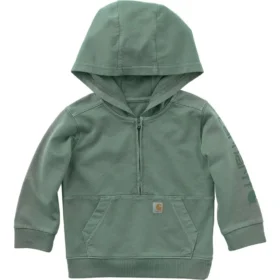 Langærmet, genkonstrueret, farvestofbejdset sweatshirt med halv lynlås til børn (baby/småbørn)