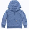 Langærmet, genkonstrueret, farvestofbejdset sweatshirt med halv lynlås til børn (baby/småbørn)
