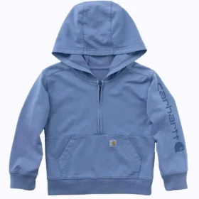 Langærmet, genkonstrueret, farvestofbejdset sweatshirt med halv lynlås til børn  (baby/småbørn)
