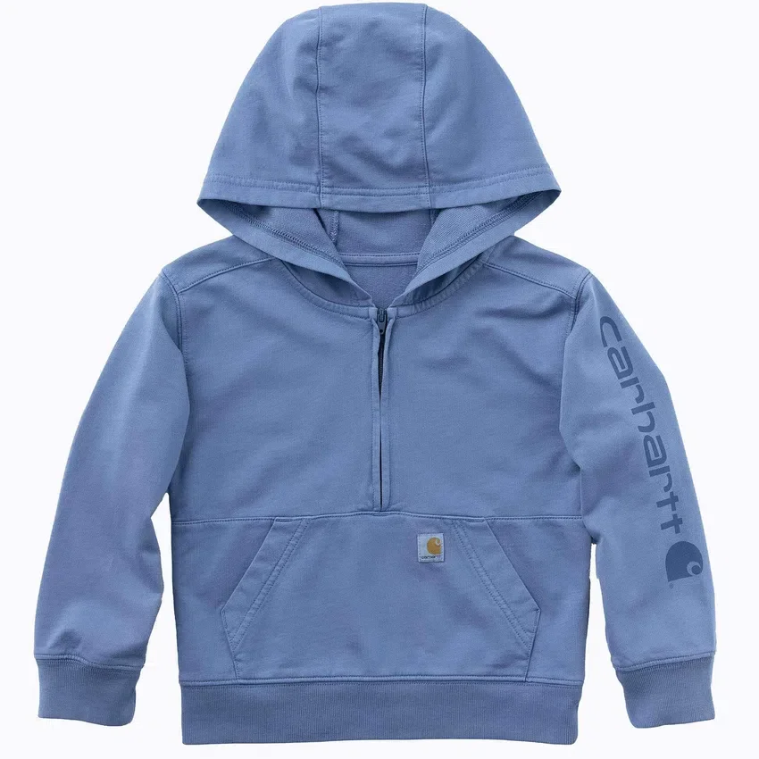 Langærmet, genkonstrueret, farvestofbejdset sweatshirt med halv lynlås til børn (baby/småbørn)