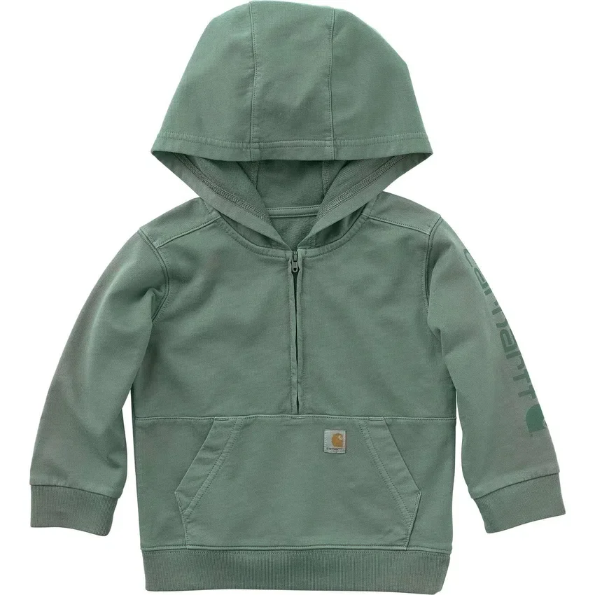 Langærmet, genkonstrueret, farvestofbejdset sweatshirt med halv lynlås til børn (baby/småbørn)