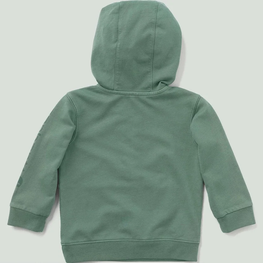 Langærmet, genkonstrueret, farvestofbejdset sweatshirt med halv lynlås til børn (baby/småbørn)