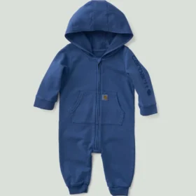 Langærmet, omdesignet, garvfarvet overalls med hætte til drenge  (Baby)