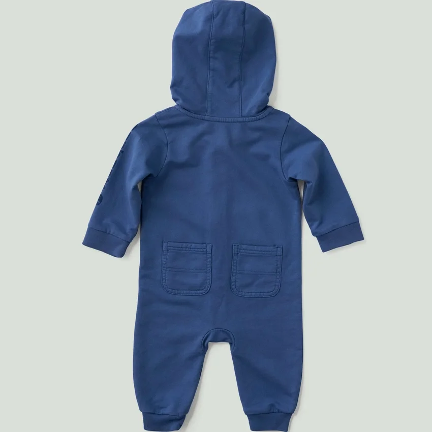 Langærmet, omdesignet, garvfarvet overalls med hætte til drenge (Baby)
