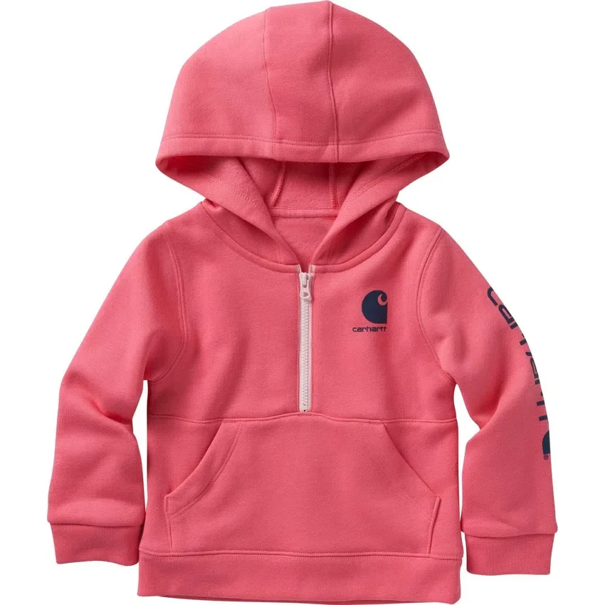 Langærmet sweatshirt med halv lynlås med løse ærmer til piger (baby/småbørn)