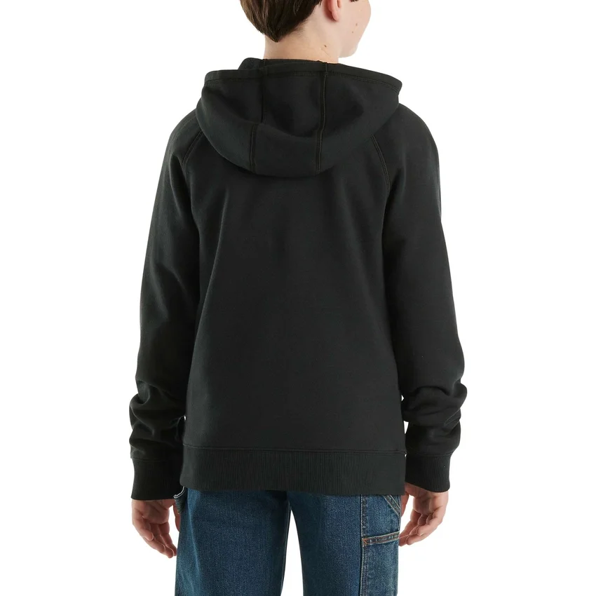 Langærmet sweatshirt med lynlås og logo til drenge (børn/unge)