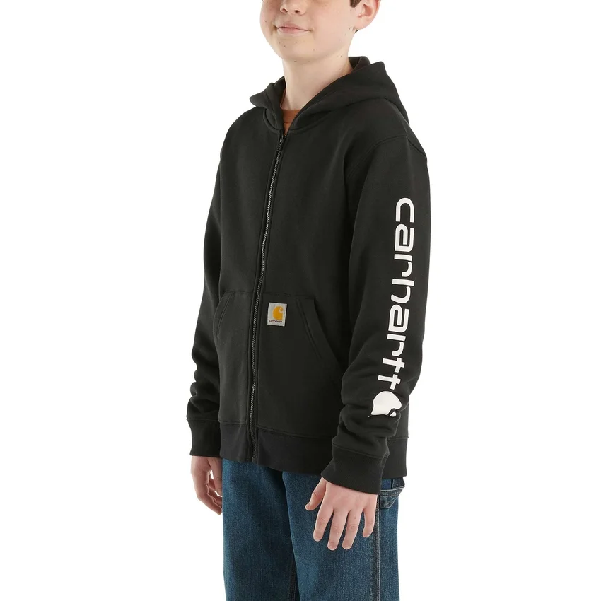 Langærmet sweatshirt med lynlås og logo til drenge (børn/unge)