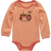 Langærmet traktor-bodysuit med løse ærmer til piger (baby)
