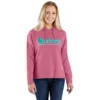 Letvægts-hettetrøje i Tencel med løs pasform og grafisk print til kvinder