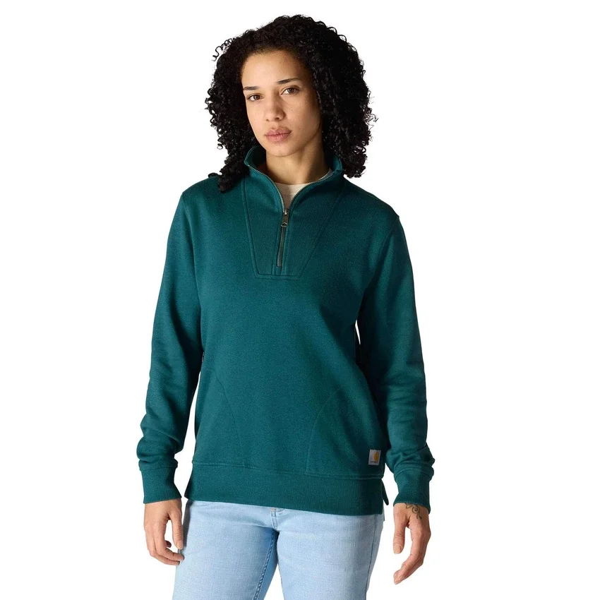 Letvægts-sweatshirt i Tencel med halv lynlås til kvinder