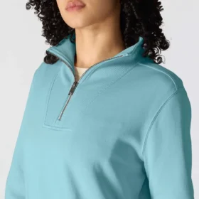 Letvægts-sweatshirt i Tencel med halv lynlås til kvinder
