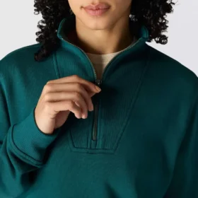 Letvægts-sweatshirt i Tencel med halv lynlås til kvinder