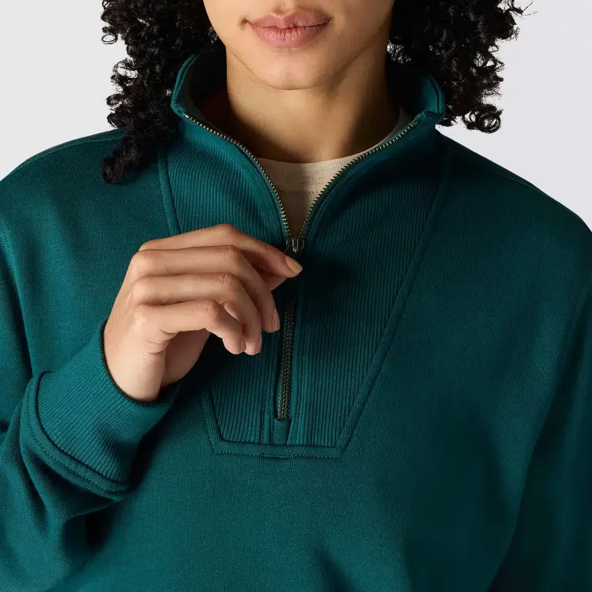 Letvægts-sweatshirt i Tencel med halv lynlås til kvinder