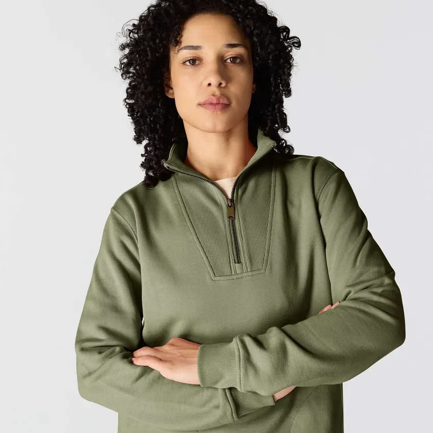 Letvægts-sweatshirt i Tencel med halv lynlås til kvinder