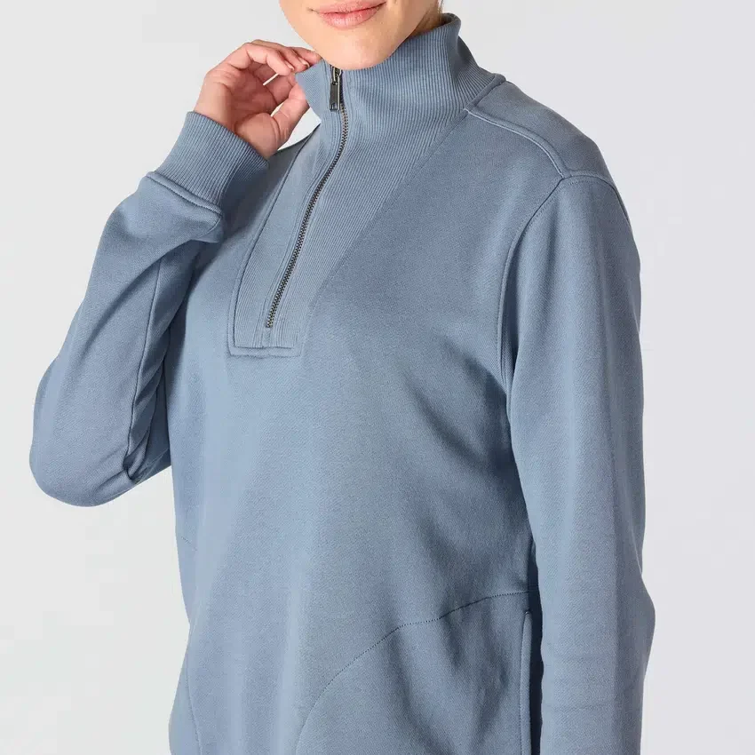 Letvægts-sweatshirt i Tencel med halv lynlås til kvinder