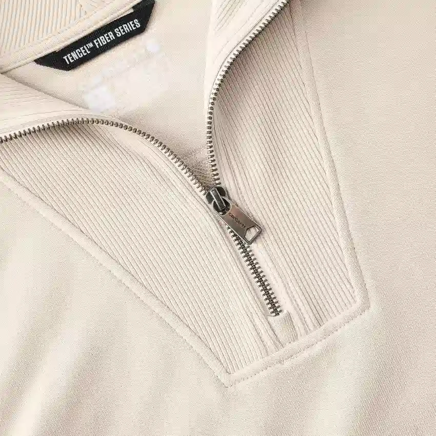 Letvægts-sweatshirt i Tencel med halv lynlås til kvinder