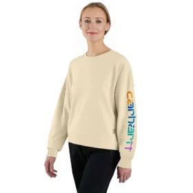 Letvægts-sweatshirt i Tencel med løse ærmer og grafisk mønster på ærmerne til kvinder
