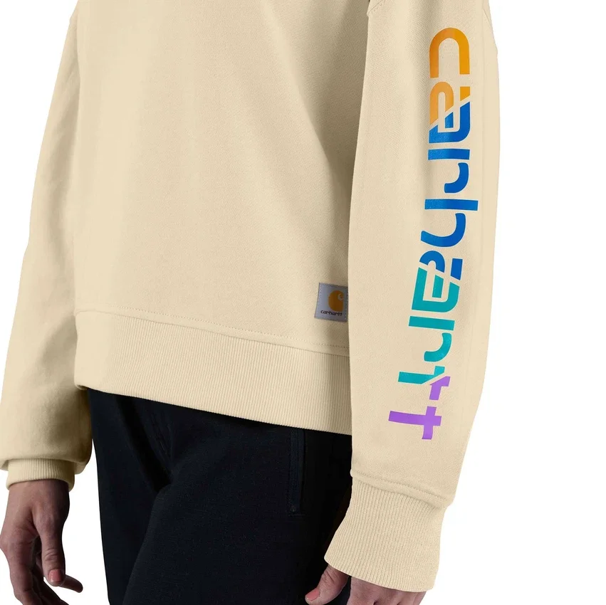 Letvægts-sweatshirt i Tencel med løse ærmer og grafisk mønster på ærmerne til kvinder