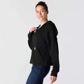 Letvægts-sweatshirt med hætte og gennemgående lynlås i Tencel til kvinder