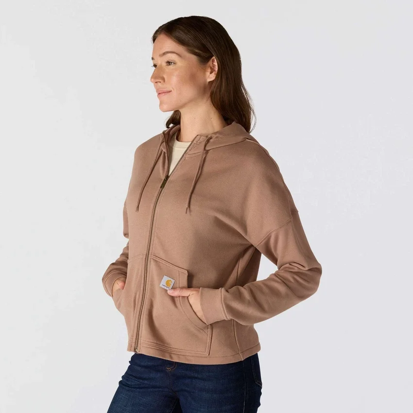 Letvægts-sweatshirt med hætte og gennemgående lynlås i Tencel til kvinder