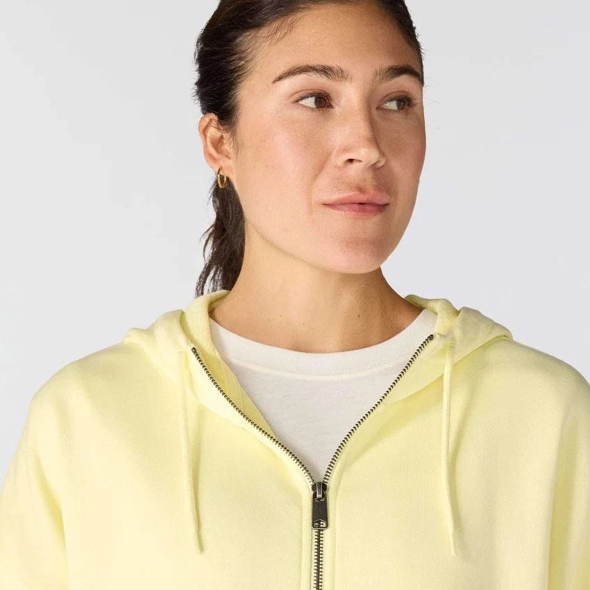 Letvægts-sweatshirt med hætte og gennemgående lynlås i Tencel til kvinder