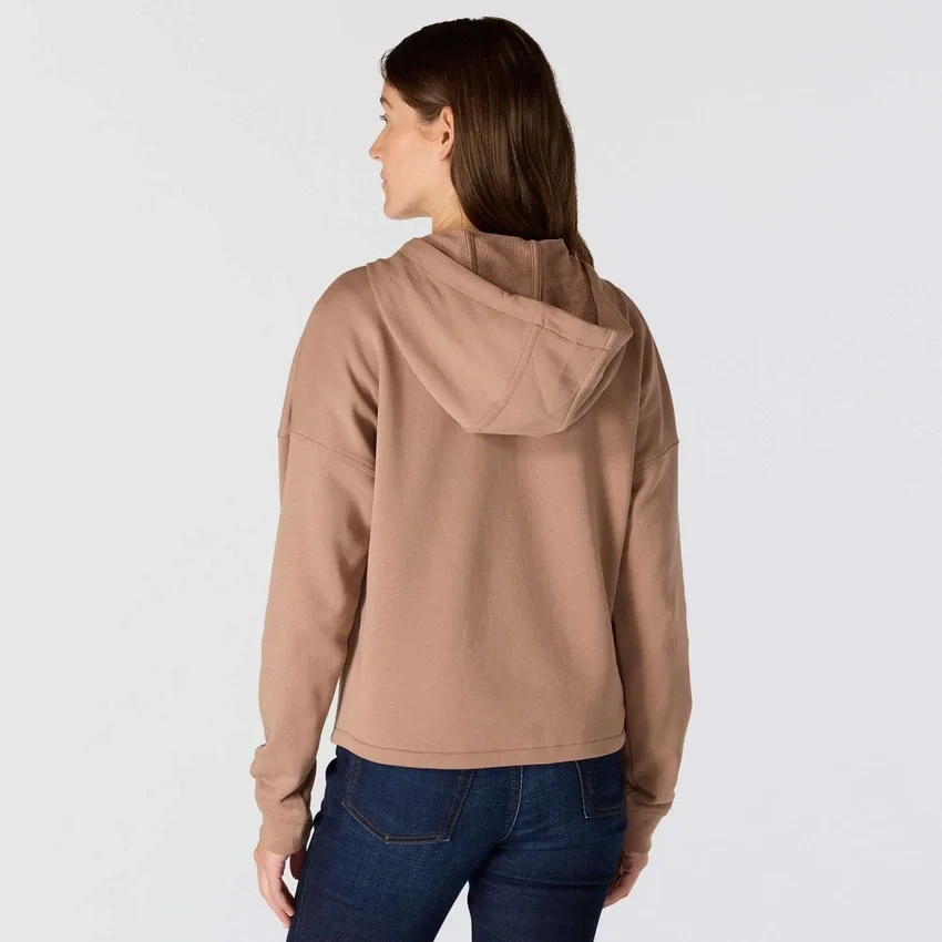 Letvægts-sweatshirt med hætte og gennemgående lynlås i Tencel til kvinder