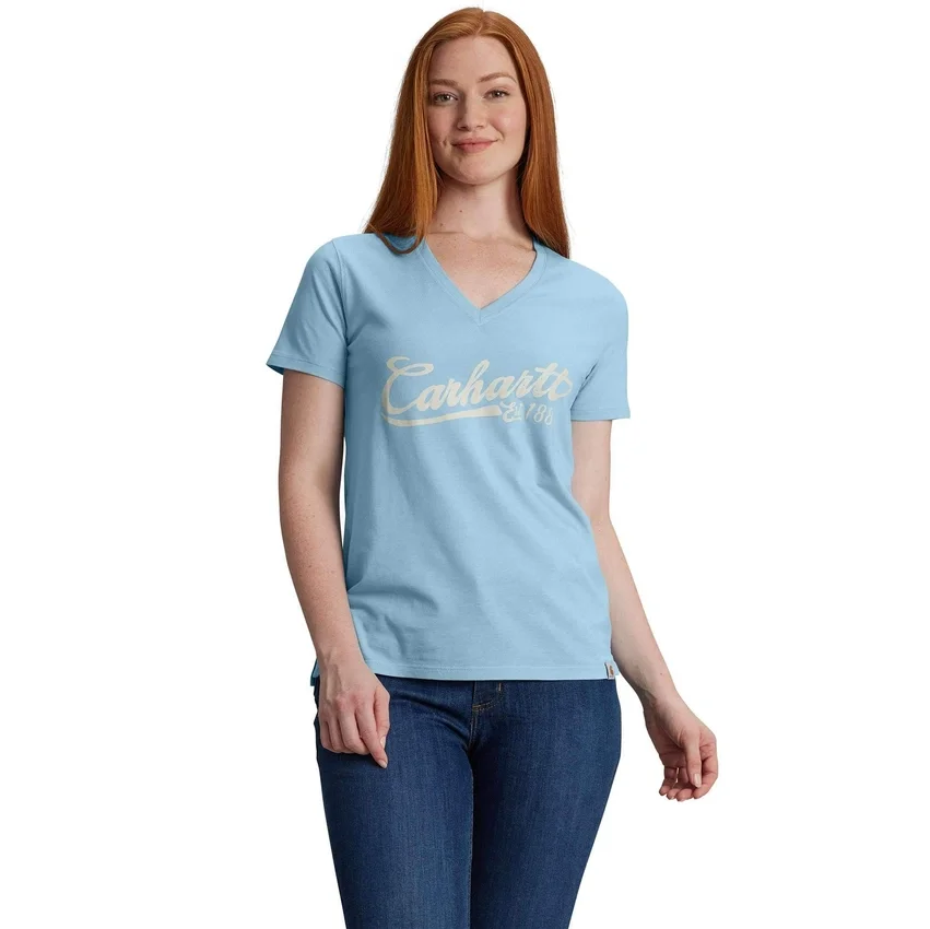 Letvægts-T-shirt med V-hals og grafisk print til kvinder i Tencel