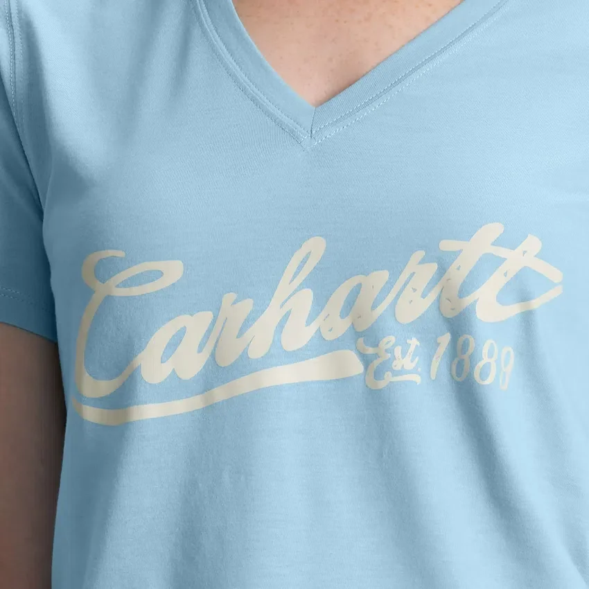 Letvægts-T-shirt med V-hals og grafisk print til kvinder i Tencel