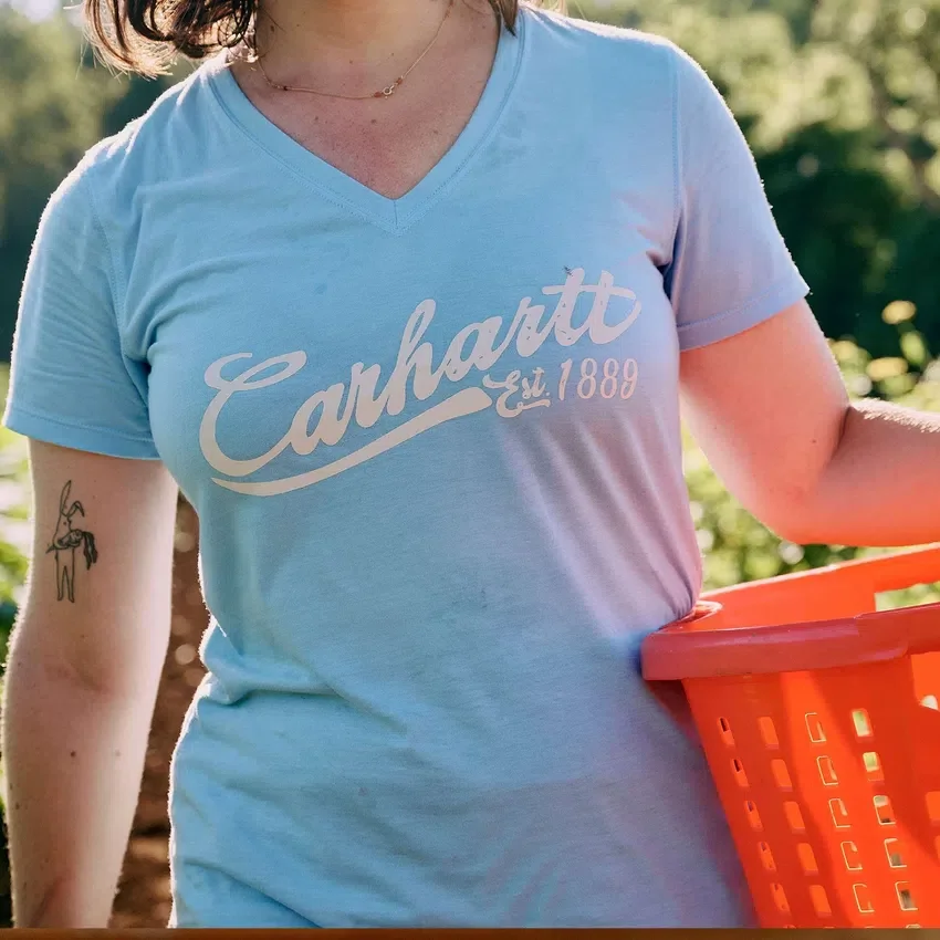 Letvægts-T-shirt med V-hals og grafisk print til kvinder i Tencel