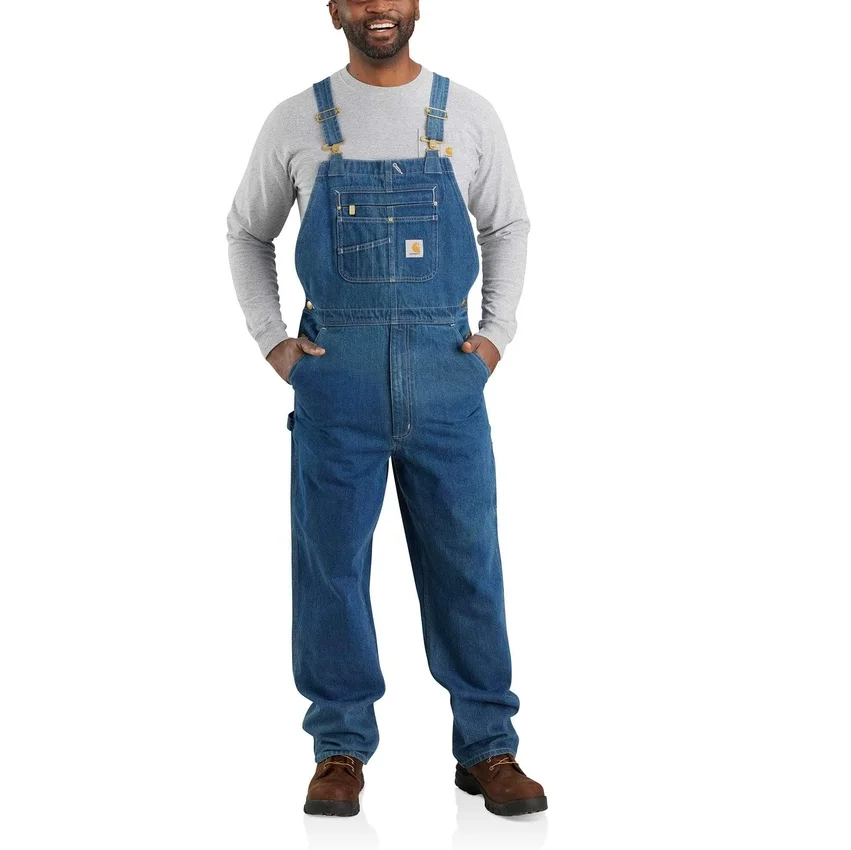 Løstsiddende denim-overalls til mænd