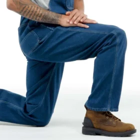 Løstsiddende denim-overalls til mænd