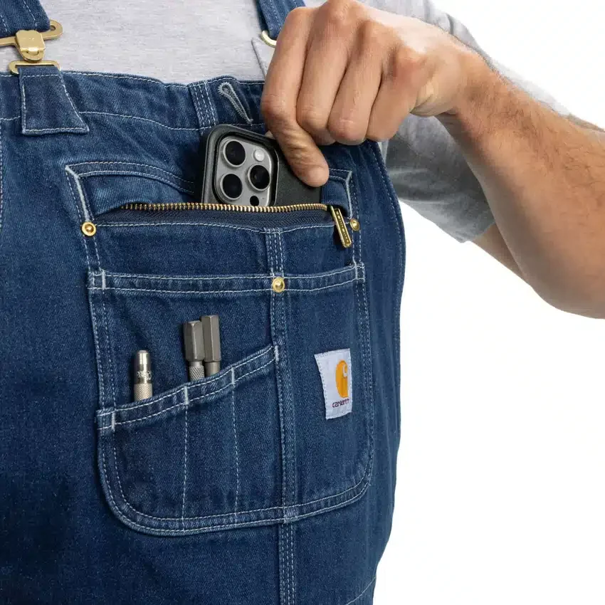 Løstsiddende denim-overalls til mænd